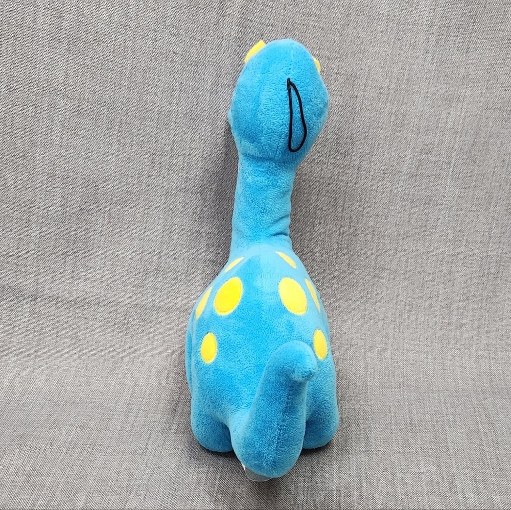 B.J. Toy Co  Blue With Yellow Spots Dinosaur Plush Stitch Eyes Lovey Soft 12" - Picture 4 of 7